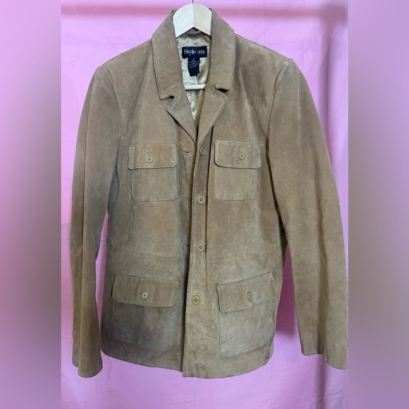 Style & Co. Jackets & Blazers - Style & Co. Tan Suede, Genuine Leather Jacket Size Medium